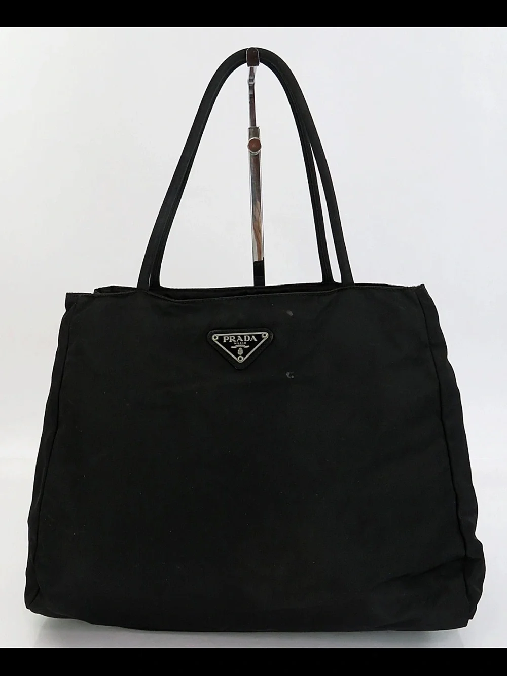 Prada Black Nylon Tote Bag with Strap Handles